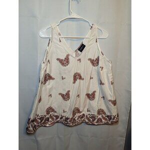 Lane Bryant Women's White And Red Print Sleeveless Tank Size 14 Women's